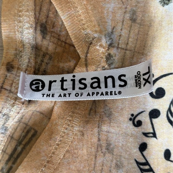 Vintage Artisan Musical Note Graphic Tee in Yellow, Gold and Black 3/4 sleeves - Picture 4 of 6